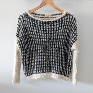 Lucy & Co Checkered Eyelash Knit Sweater S